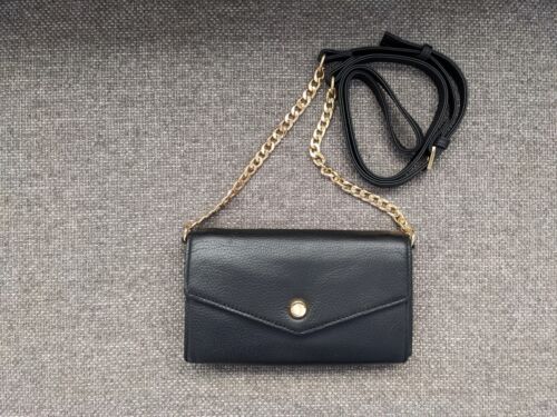 Stella & Max Small Black Leather Crossbody Wallet… - image 1