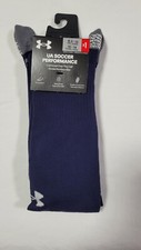 Under Armour Mens Cushioned Over The Calf Soccer Navy Blue Socks Size 8.5-13