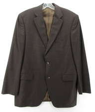 Loro Piana Jack Victor Sport Coat Men 42 Long Brown Blazer Wool Windowpane 120s