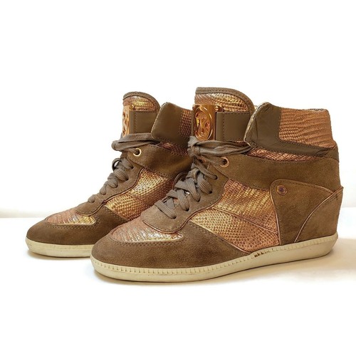 michael kors gold wedge sneakers