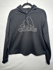 Adidas Climawarm Logo Hoodie Women  s Size Large Black Pullover Sweatshirt