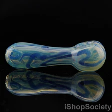 4.25" Wavy Flow Lines Tobacco Smoking Pipe Thick Collectible Glass Pipes - P773B