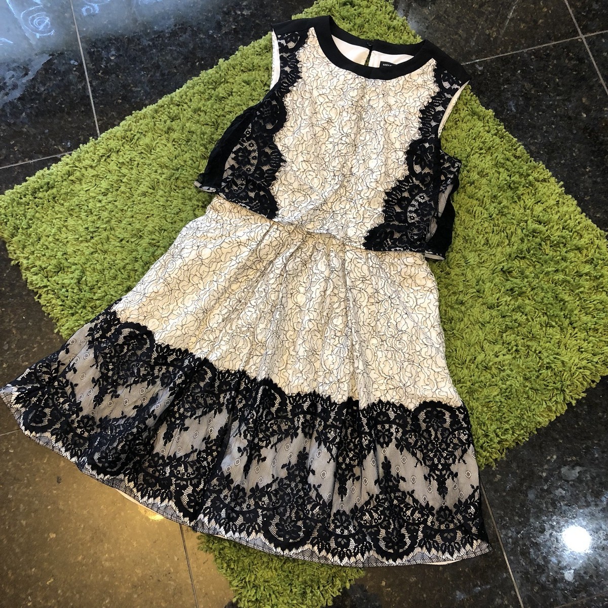 NWT $380 Karen Millen Layered Effect Lace Dress size 8UK