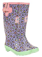Ladies Multi Leopard Print Matt Wellies Slip On Wellington Boots Sizes 4 to 8