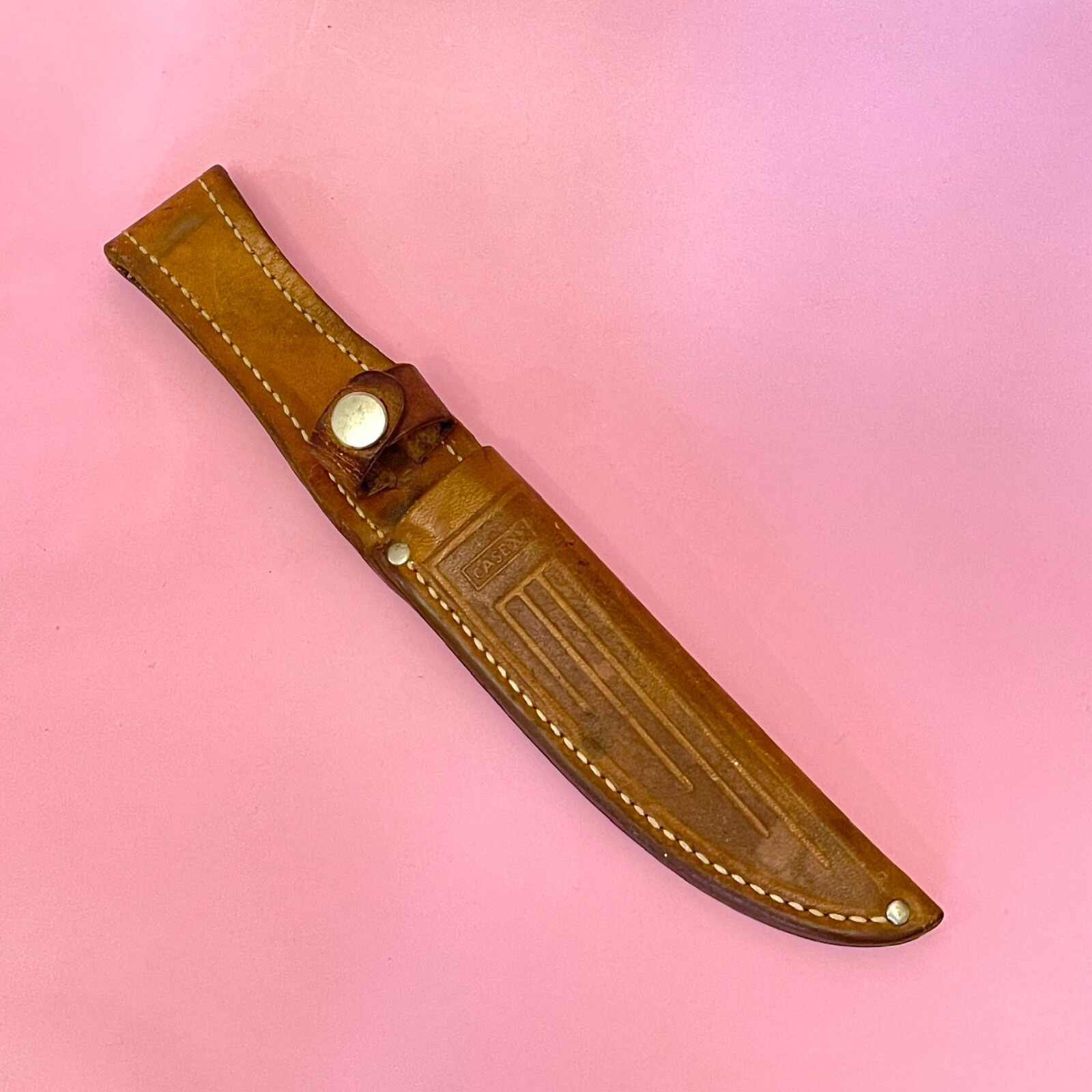 Vintage 60’s LEATHER POCKET KNIFE SHEATH Hunting Outdoor Case FIXED