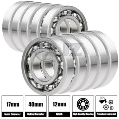 10x 6203-OPEN Ball Bearing 17mm x 40mm x 12mm QJZ Brand NEW [ Stainless Steel]
