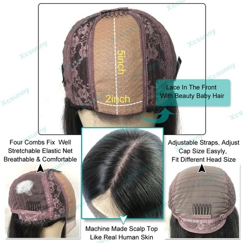 5x5 Scalp Top Lace Front Wig Emulation Human Hair Wigs Wavy Remy Frontal Wig - Picture 7 of 14