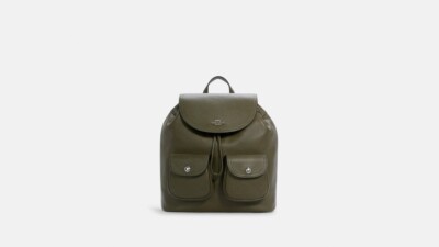 COACH Pennie Backpack Pebbled Leather Surplus/Olive Green Style 6145 Authentic Coach Pennie Backpack #6145 Dark Green Pebbled Leather NWOT  main image 3