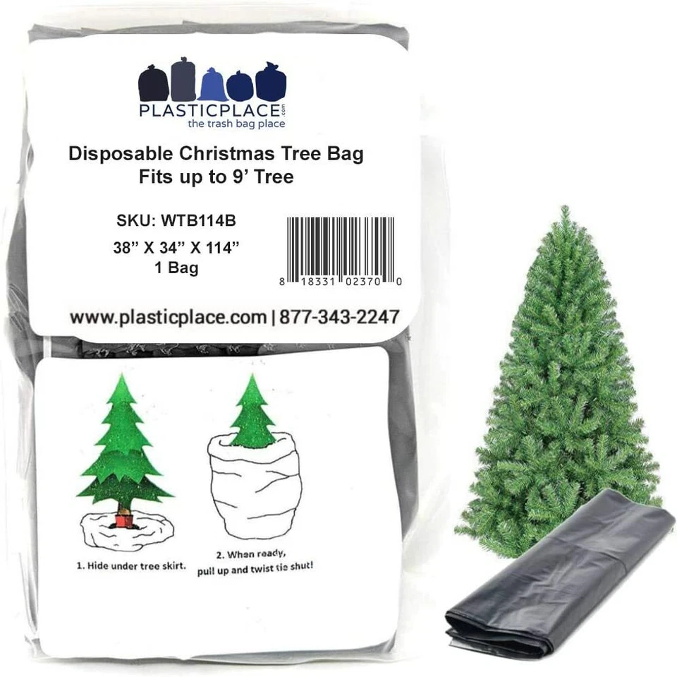 Plasticplace Christmas Disposal Storage Bag, Fits Trees 9’ Tall, 38" x 34"x114'' - Image 2 of 4