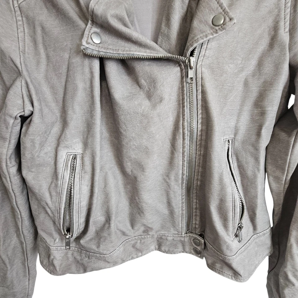 Chaqueta de Moto Anthropologie Lysse Mujer S Gris Imitación Cuero Chaqueta Mujer Recortada Foto 3 de 4