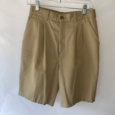 Vintage 80s 12P Chic Women's High Waist Pleated Front Khaki Shorts USA Made