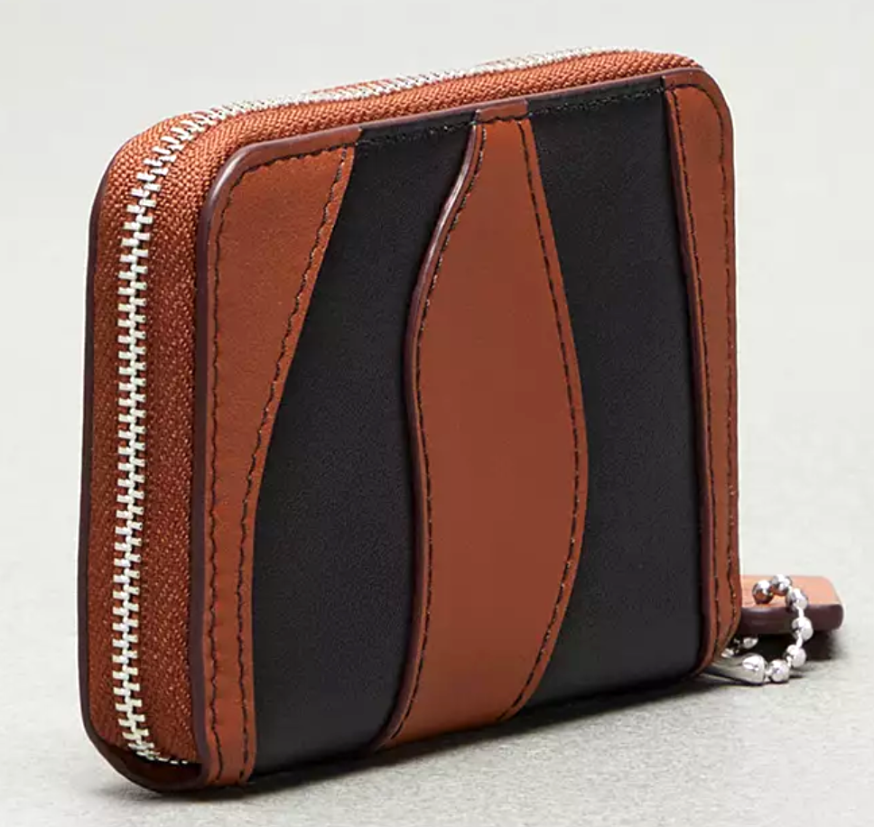 Coachtopia★ジップ ミニ財布 アップクラフト レザー CQ865 🧡Coach Zip Around Wallet -CQ865 Black Saddle Wavy Stripe