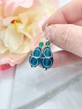 Teardrop Blue Frosted Seaglass Glass Earrings...