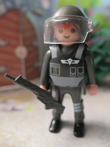 Casque Noir Police Anti-émeute PLAYMOBIL Pour Figurines SWAT - Pièce Détachée Occasion, Thème Police