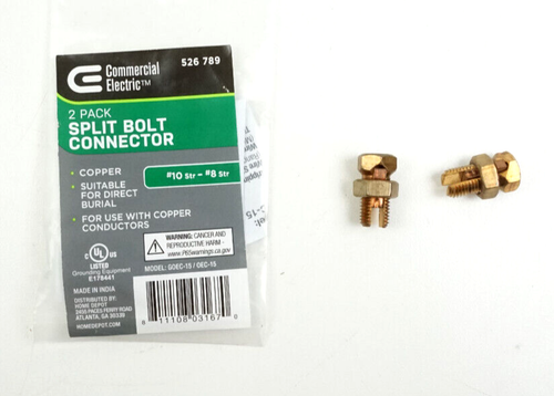 Commercial Electric 10 AWG to 8 AWG Copper Split Bolt (2-Pack) 526 789 - Picture 2 of 2