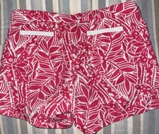 Lilly Pulitzer Girls Flat Front Shorts Tropical Hot Pink Print Size 12