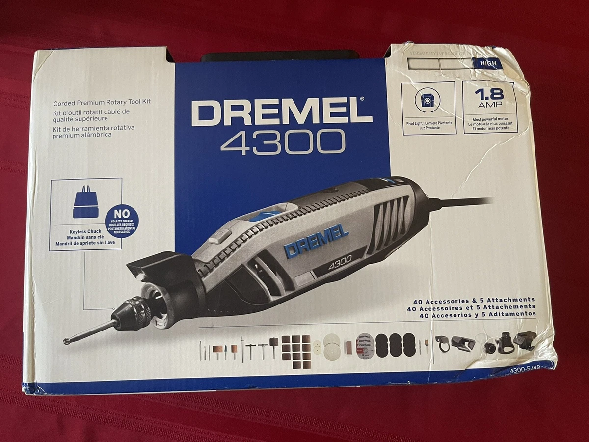 Dremel 4300-5/40 High Performance Rotary Tool Kit with LED Light- 5  Attachments 761768359013