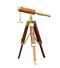 Handmade Nautical Brass Telescope With Wooden Tripod Stand 10 Inch Gift Item