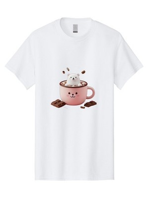 Polar-Bear-Mug Mens Graphic Tee, 100% Cotton, Casual Summer Wear