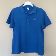 Vintage Lacoste Polo Shirt Men L Blue Short Sleeve Collared Y2K Retro 1990s Cott