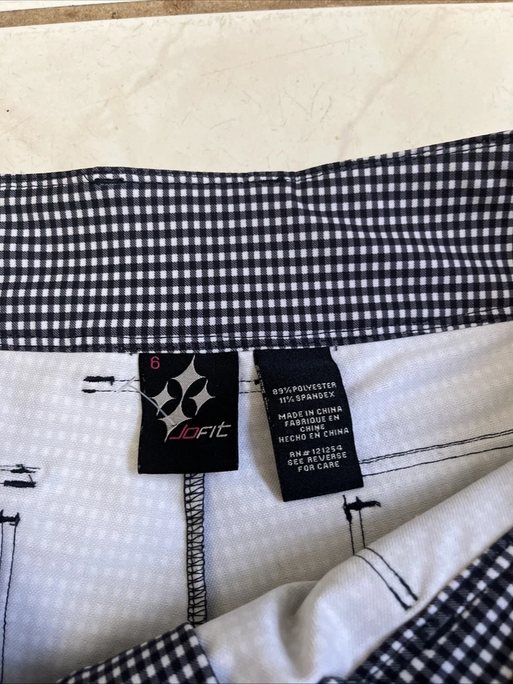 JOFIT NEW! Navy Blue Micro Plaid Check Stretch Golf Slim Leg Pants Sz 6 - Image 3 of 4