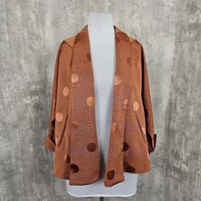 Via Ripatti Designs Womens L Rusty Orange Polka Dot Popover Cape Formal Jacket