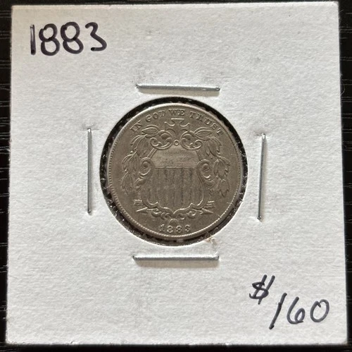 1883-P Shield Nickel — photo from the most recent tracked eBay sale