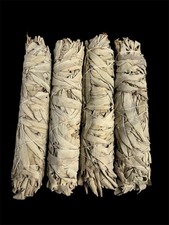 WHITE SAGE for Smudging Organic Burning Herb 4 BUNDLES 8 - 9 " California plants