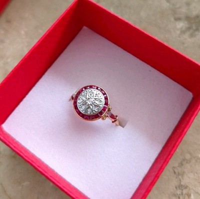Antiker Art Déco Target Ring, Ringgröße 53 18K Gelbgold und Platin Echtschmuck 