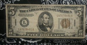 5 dollar hawaii note