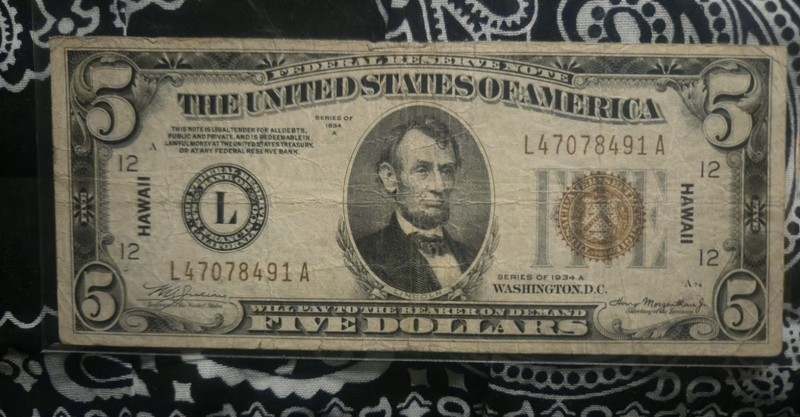 5 dollar hawaii note