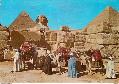 Postcard - Egypt - Giza - Giza - The Great Sphinx and Cheops Pyramid - Cha