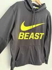 Nike Therma-Fit Beast Pullover Hoodie Black Neon Yellow Kangaroo Pocket Mens L