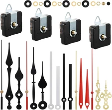 4 Pack Quartz DIY Wall Clock Movement Kits with 6 Sets of Hands