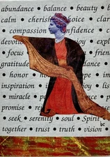 Compassion - Queen Stamp Original Mixed Media Surrealism Contemporary Art ACEO