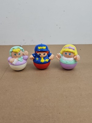 Lot Of 3 Playskool 1987 Weebles Wobble, Roly Poly Figures Pilot, Baby, Girl