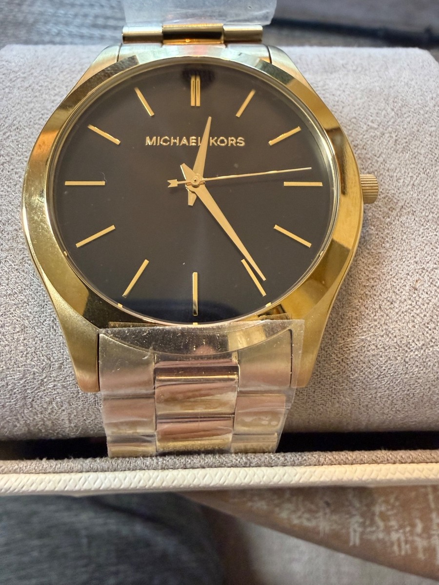 Michael Kors Slim Runway 44 mm Stainless Steel Case Women's Gold