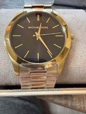 NEW w/tag Box Michael Kors MK8621 Men's Slim Runway Gold-Tone Black Dial Watch