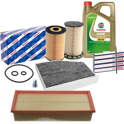 BOSCH FIlter Glühkerzen Satz 5L CASTROL EDGE 5W30 LL für VW PASSAT B7 2.0TDI