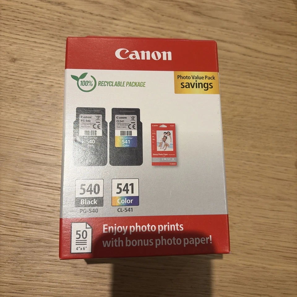 MULTI PACK CANON NOIR COULEUR CL-541 + PG-540 + PAPIER OFFERT / 541 540 pas xl - Photo 1/1