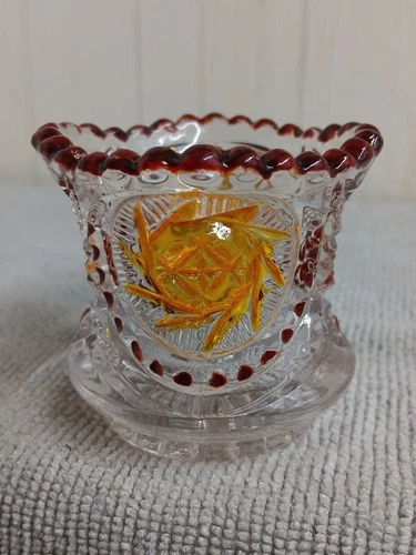 EAPG Fostoria VIRGINIA. 1906 Toothpick Holder. Decorated