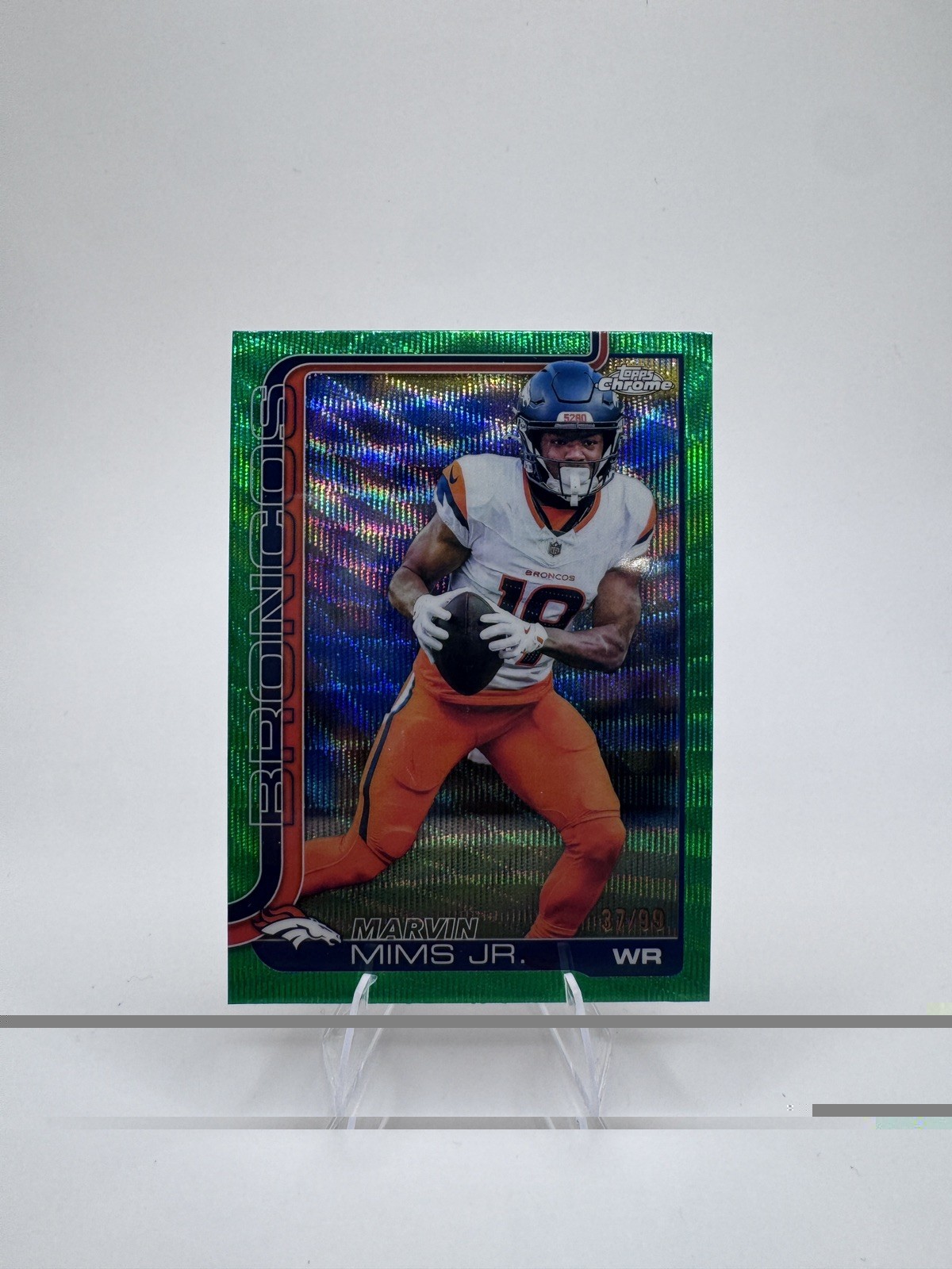 2025 Topps Chrome - Marvin Mims #87 Green Wave Refractor /99