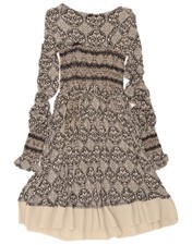 Guess Womens Long Sleeve A-Line Dress UK 10 Small Black Ikat BW05