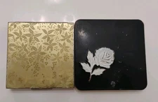 2 Vintage  Well Loved Metal Powder Makeup Compact As Is Project 