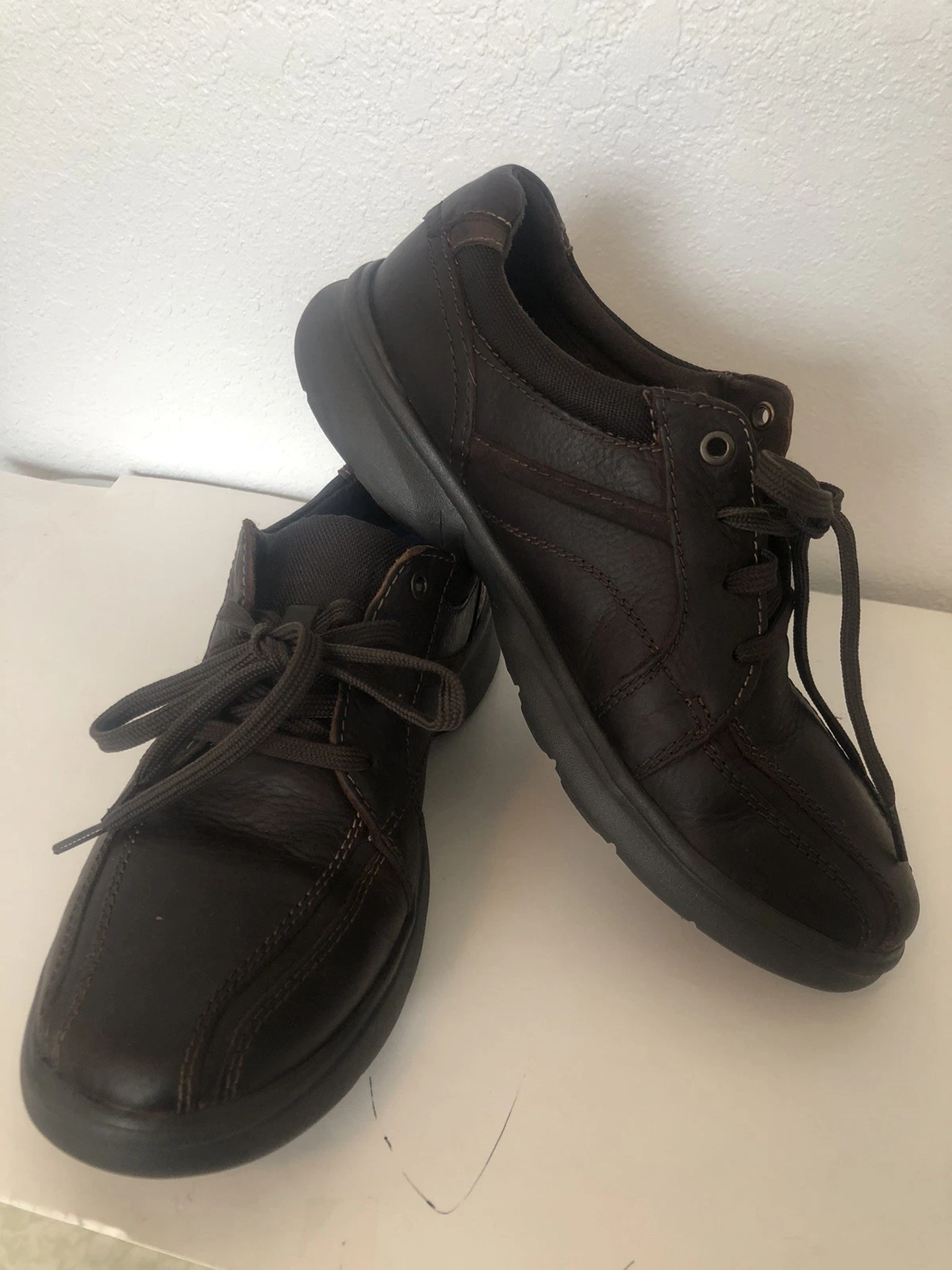 CLARKS Scarpe uomo Clark’s pelle marrone scuro Bradley Walk comfort estremo taglia 8 5M