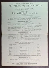 1872 Freemason’s Liber Musicus Poster Prospectus by Dr. William Spark