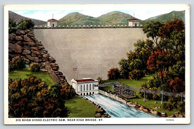 #ad Postcard Dix River Hydro Electric Dam Near High Bridge Kentucky Unposted $5.00