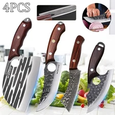 12-Piece Stainless Steel Knife Set W/Sheath for Kitchen Camping Outdoor