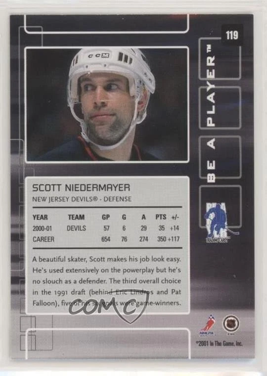 2001-02 ITG Be A Player Memorabilia /10 Scott Niedermayer #119 HOF - Image 2 of 2