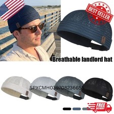 Men Breathable Quick Dry Mesh Skullcap Hat Summer Brimless Adjustable Sun Cap